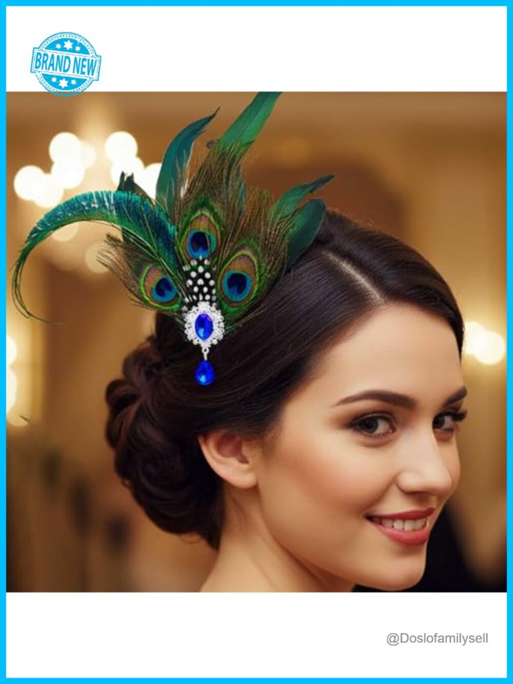 Peacock Feather Fascinator Clip 1920s Flapper Headpiece
